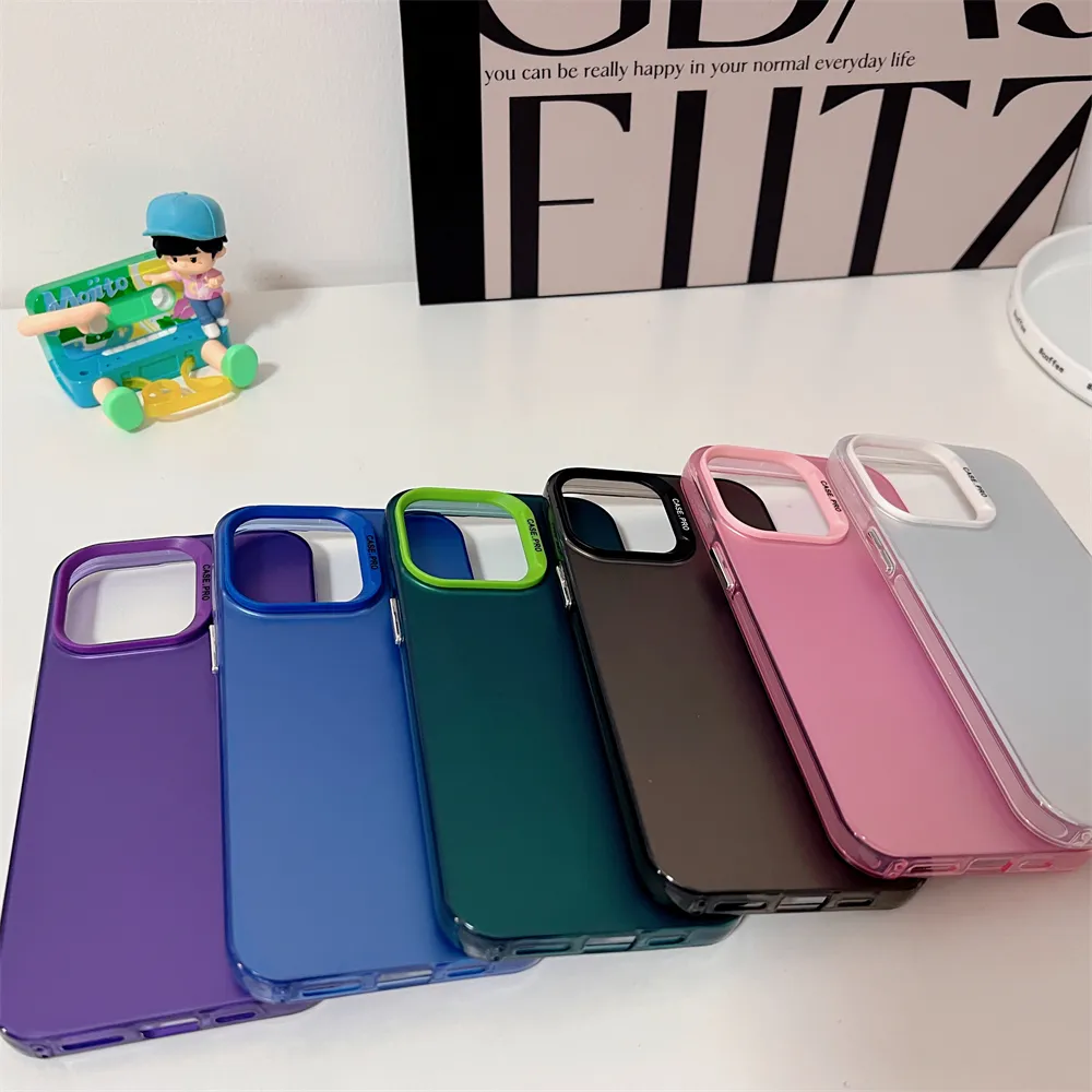 Luxury Matte Silver Bumper TPU Case For iPhone 14 13 12 11 Pro Max Plus Fashion Plain Micro Gradient Cushion Defender Soft Cover