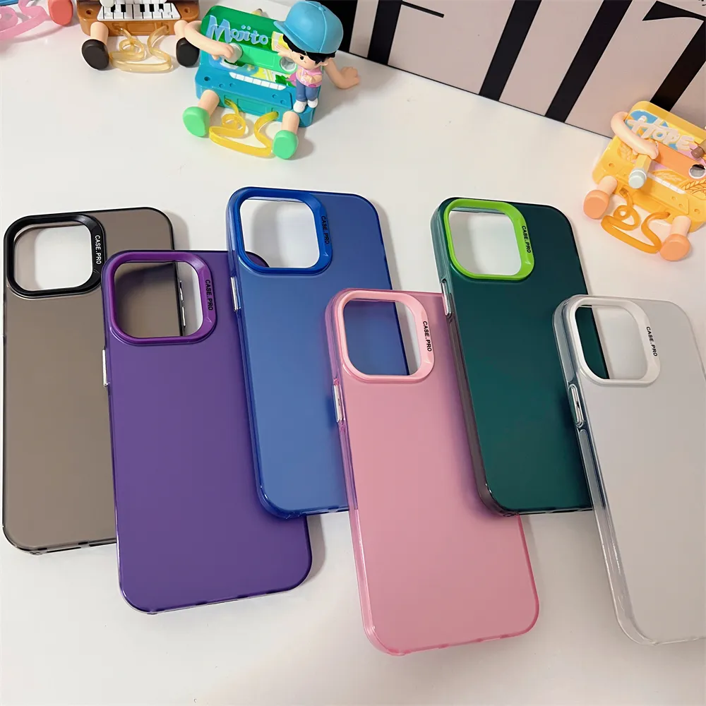 Luxury Matte Silver Bumper TPU Case For iPhone 14 13 12 11 Pro Max Plus Fashion Plain Micro Gradient Cushion Defender Soft Cover