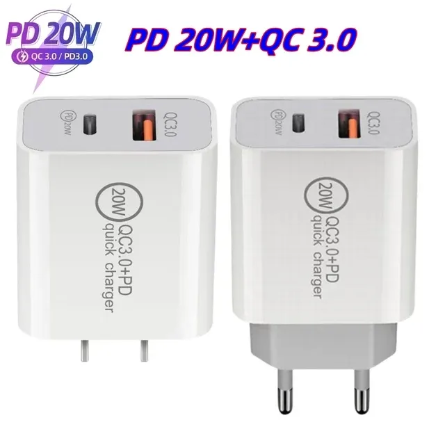 25W PD Type USB C QC3.0 Dual Port Quick Charger PD 20W Type-C USB QC 3.0 Fast Charging Travel Adapter For iPhone samsung