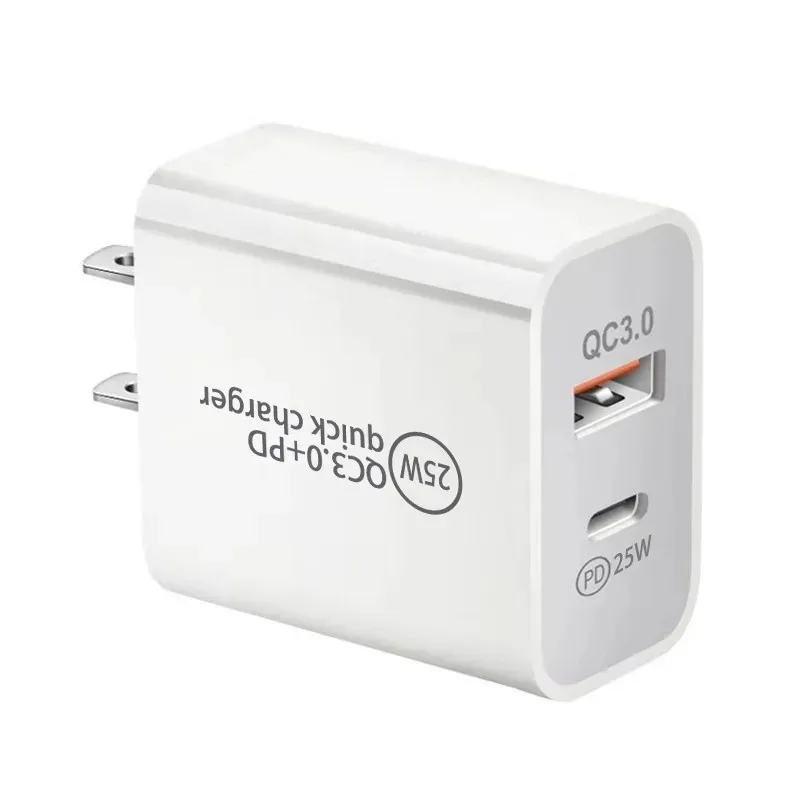 25W PD Type USB C QC3.0 Dual Port Quick Charger PD 20W Type-C USB QC 3.0 Fast Charging Travel Adapter For iPhone samsung