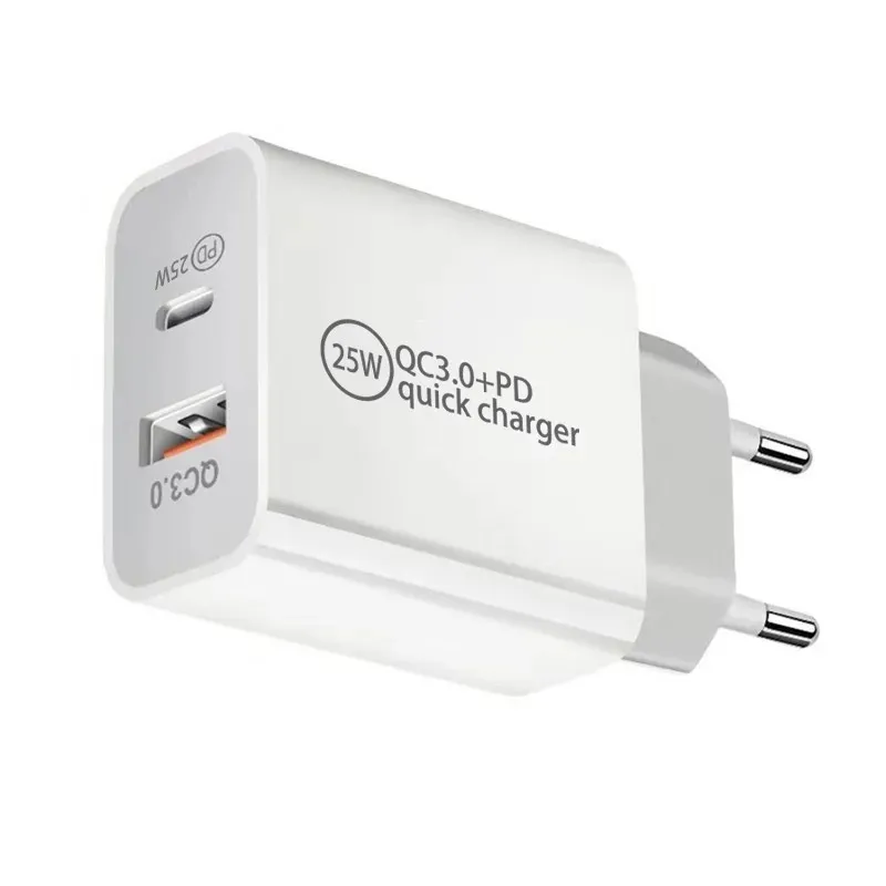 25W PD Type USB C QC3.0 Dual Port Quick Charger PD 20W Type-C USB QC 3.0 Fast Charging Travel Adapter For iPhone samsung