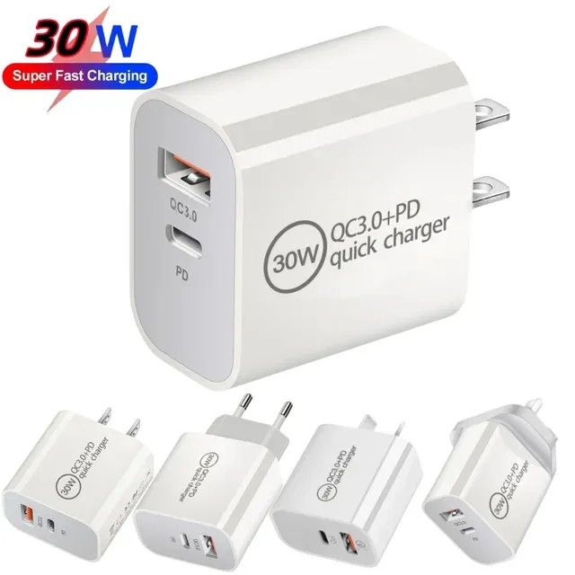 25W PD Type USB C QC3.0 Dual Port Quick Charger PD 20W Type-C USB QC 3.0 Fast Charging Travel Adapter For iPhone samsung