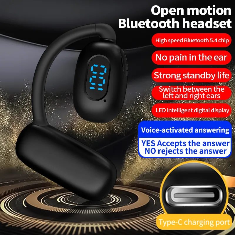 V21 Open Sport Earphones BT5.4 Wireless Bluetooth Headphones Stereo Headset Earbuds Voice Control