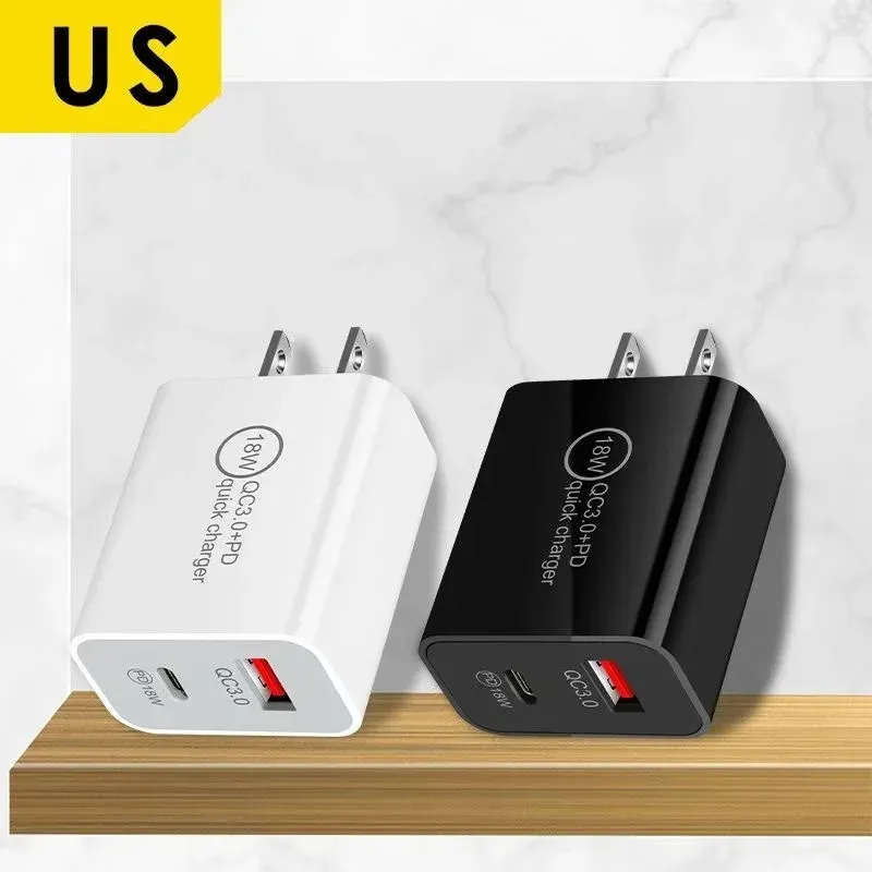 type c Charger Eu US UK 18W PD USB-C Wall Charger Plug Adapters For Iphone 14 15 11 12 Samsung Lg Android phone PC With Box