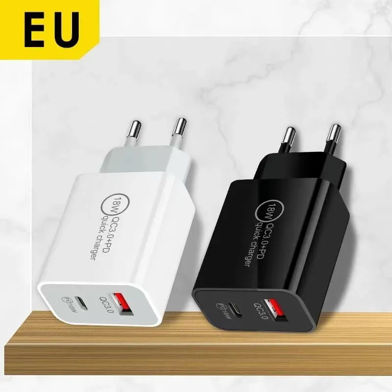 type c Charger Eu US UK 18W PD USB-C Wall Charger Plug Adapters For Iphone 14 15 11 12 Samsung Lg Android phone PC With Box