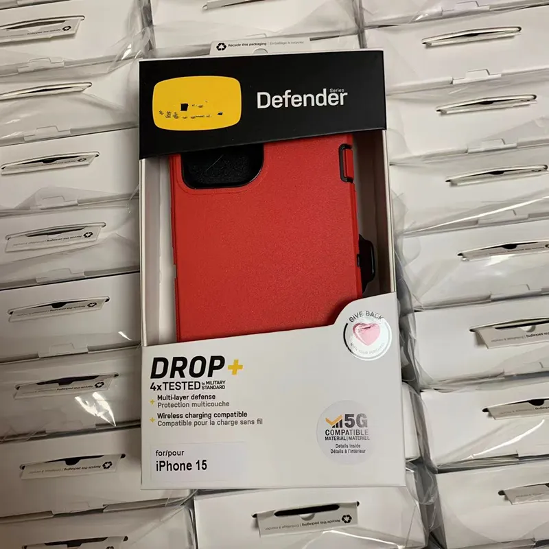 Have OtterrBox Logo Defender Case For iPhone 15 15 Pro Max 14 13 12 11 Xs Max XR X 7 8 Plus Military Grade Shockproof Case Heavy Duty Hybrid Robot Case With Box Packaging