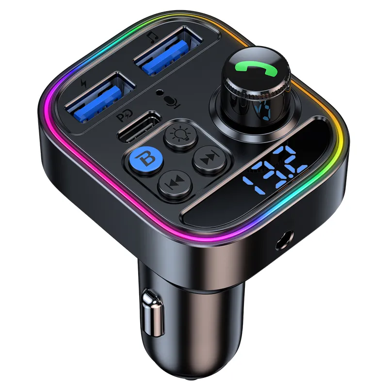 T18 Wireless Bluetooth Car Adapter Bluetooth 5.3 FM Transmitter AUX Radio Receiver MP3 Player Handsfree Call Type-C USB PD Car charger