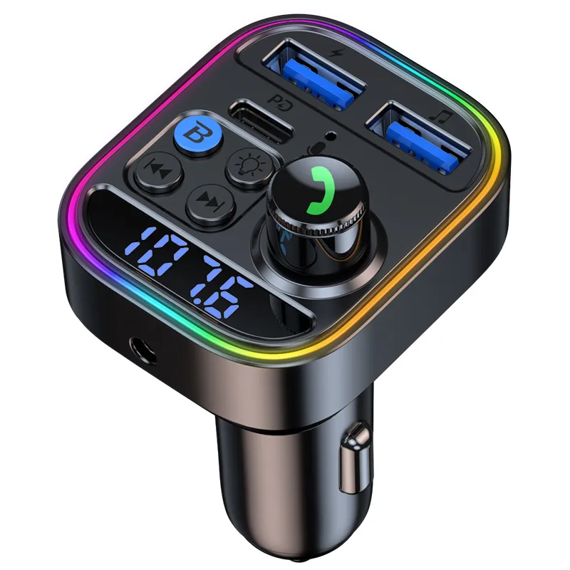 T18 Wireless Bluetooth Car Adapter Bluetooth 5.3 FM Transmitter AUX Radio Receiver MP3 Player Handsfree Call Type-C USB PD Car charger