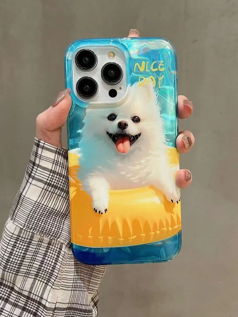 Cute Dog Soft IMD TPU Cases For Iphone 15 14 Pro Max 13 Iphone15 Fashion Crystal Happy Cloudy Nice Animal Lovely Shinny Bling Girls Lady Phone Back Cover Skin