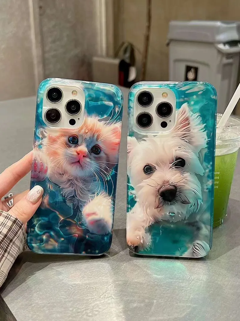 Cute Dog Soft IMD TPU Cases For Iphone 15 14 Pro Max 13 Iphone15 Fashion Crystal Happy Cloudy Nice Animal Lovely Shinny Bling Girls Lady Phone Back Cover Skin