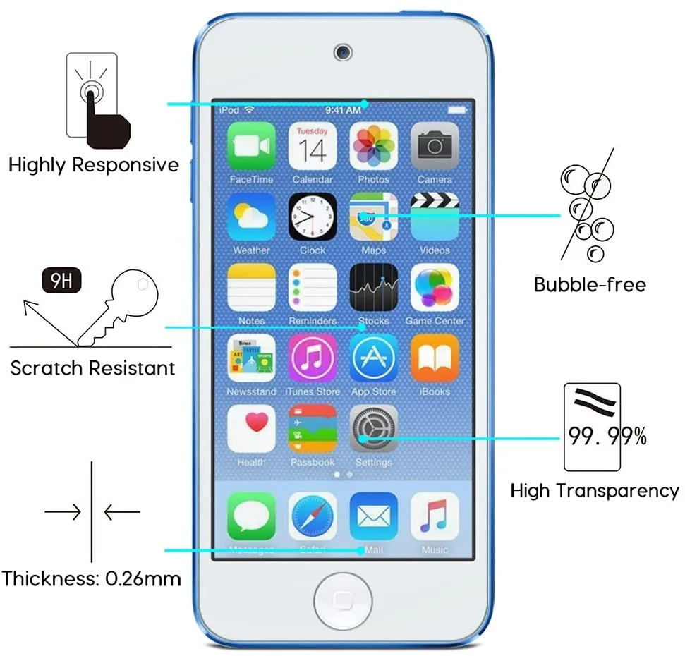 Screen Protector for iPhone 15 14 13 12 11 Pro Max XS XR Tempered Glass for iPhone 7 8 Plus LG stylo 6 Toughened Film 0.33mm with Paper Box