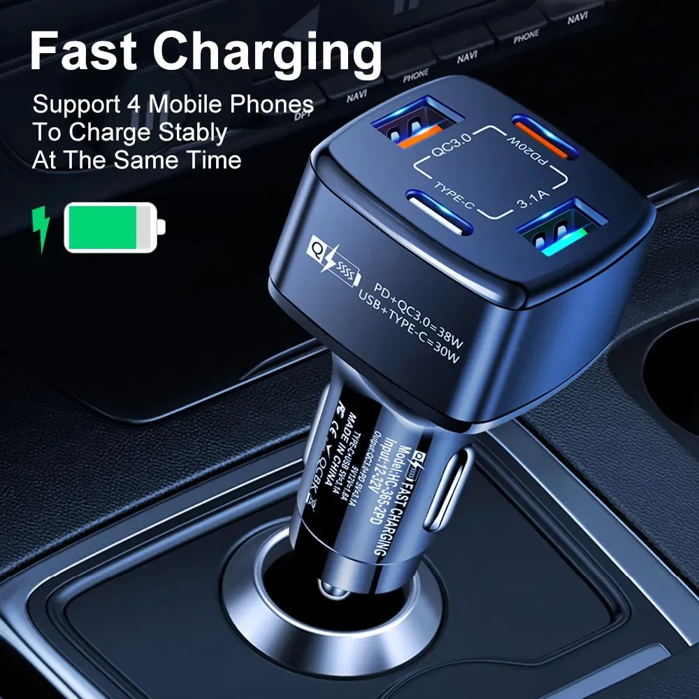 Fast Car Chargers Type C Power Adapters for iPhone 15 pro max 14 13 12 11 Samsung s24ultra Moto Quick Car Charging 38W QC3.0 PD with Retail Box