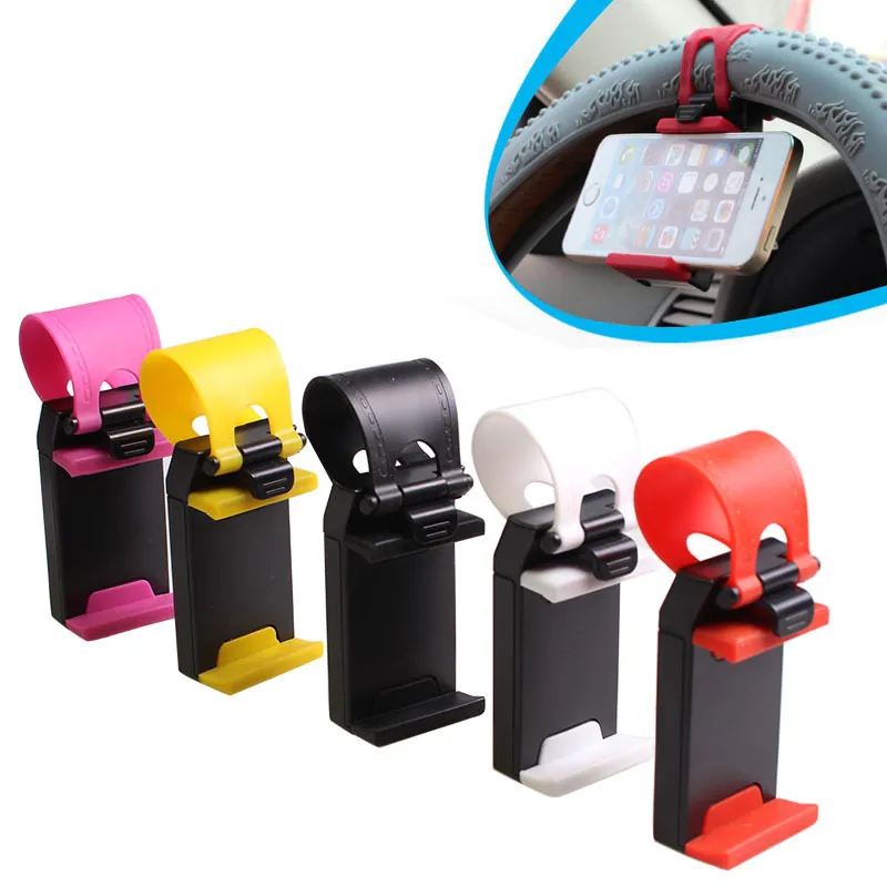 Universal Car Steering Wheel Cell phone Holder Clip Bike Mounts Stand Flexible cellphone mounts extend to 76mm2702659