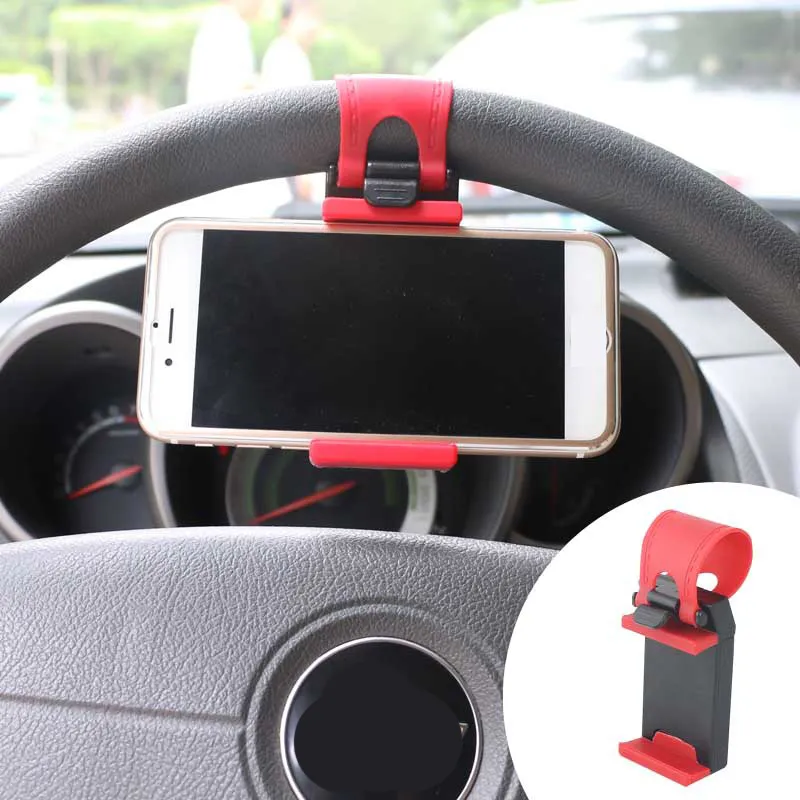 Universal Car Steering Wheel Cell phone Holder Clip Bike Mounts Stand Flexible cellphone mounts extend to 76mm2702659