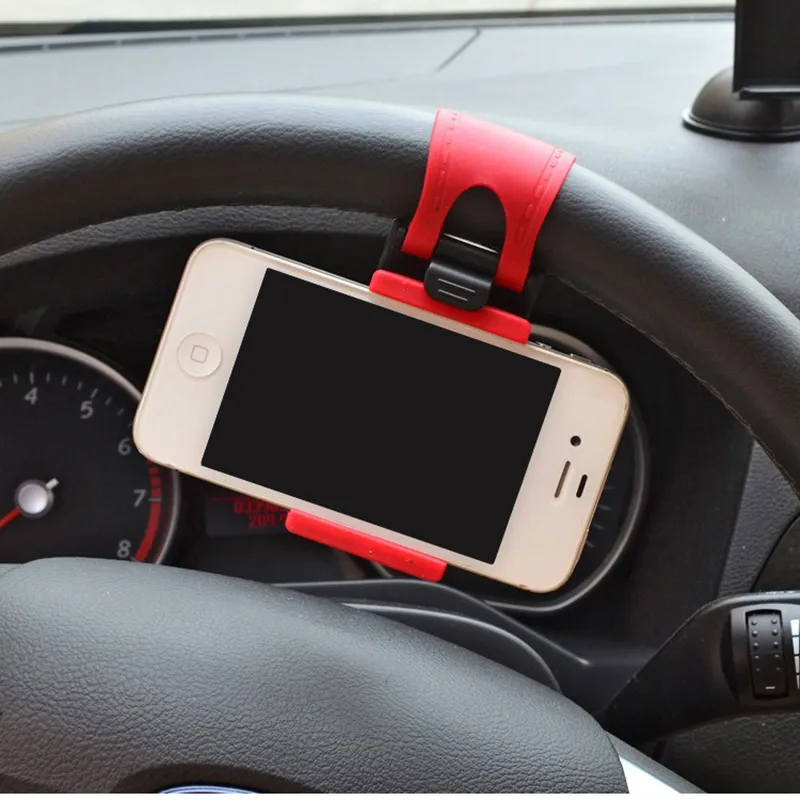 Universal Car Steering Wheel Cell phone Holder Clip Bike Mounts Stand Flexible cellphone mounts extend to 76mm2702659