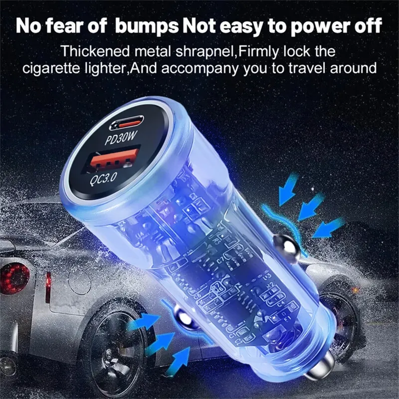 TE-P35 48W USB PD Dual Port Car Charger Fast Charging PD Quick Charge 3.0 USB C Car Phone Charger Adapter For iPhone