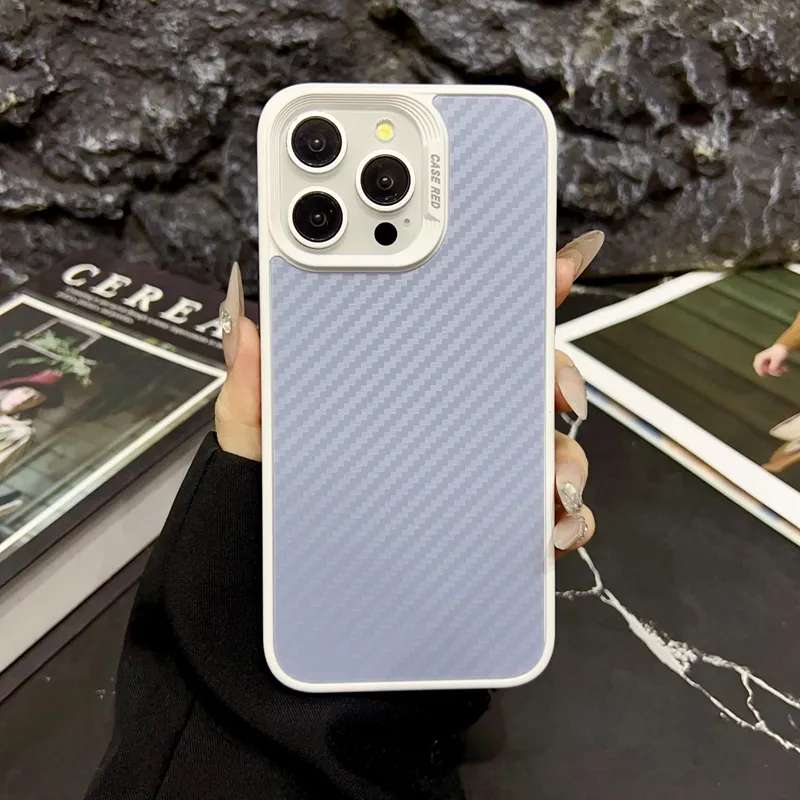 Carbon Fiber Vertical Hard Acrylic Cases For Iphone 15 Plus 14 13 Pro MAX 12 11 Fashion Luxury PC Plastic Soft TPU Dual Color Hybrid Layer Cell Mobile Phone Back Cover