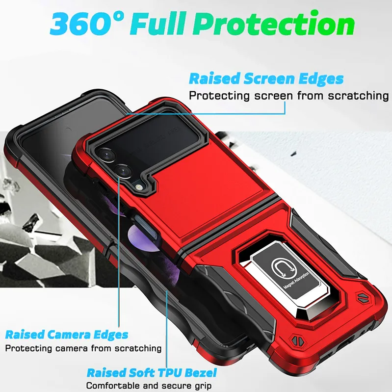 Kickstand Case for Samsung Z Fold 6 Z flip 5 4 3 S24 Ultra S23 S22 Shockproof Metal Phone Cover TPU PC