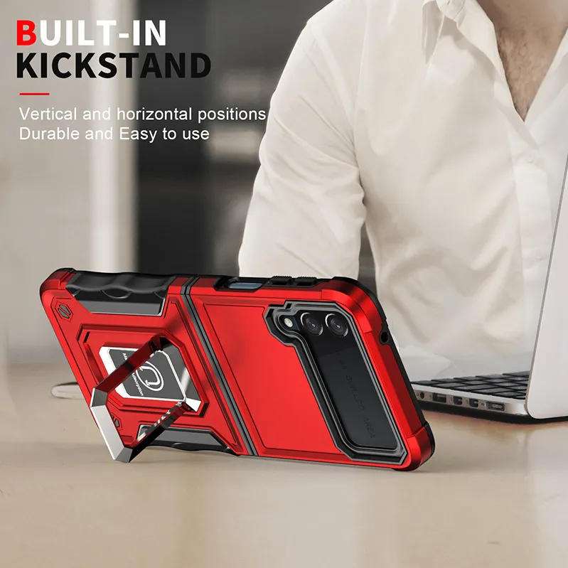 Kickstand Case for Samsung Z Fold 6 Z flip 5 4 3 S24 Ultra S23 S22 Shockproof Metal Phone Cover TPU PC