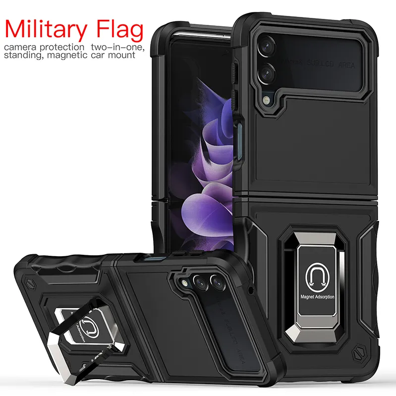 Kickstand Case for Samsung Z Fold 6 Z flip 5 4 3 S24 Ultra S23 S22 Shockproof Metal Phone Cover TPU PC