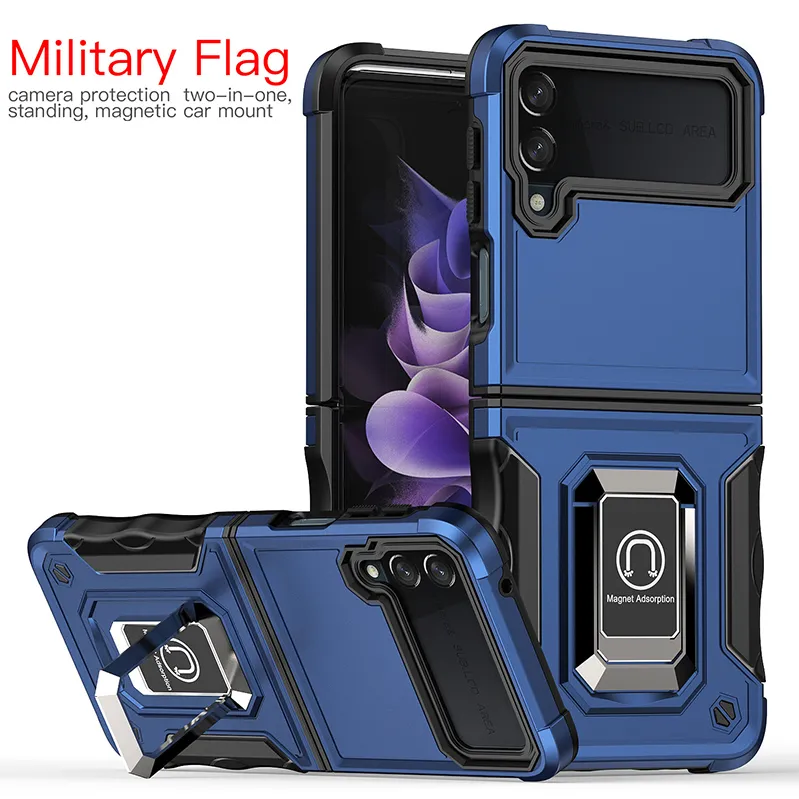 Kickstand Case for Samsung Z Fold 6 Z flip 5 4 3 S24 Ultra S23 S22 Shockproof Metal Phone Cover TPU PC