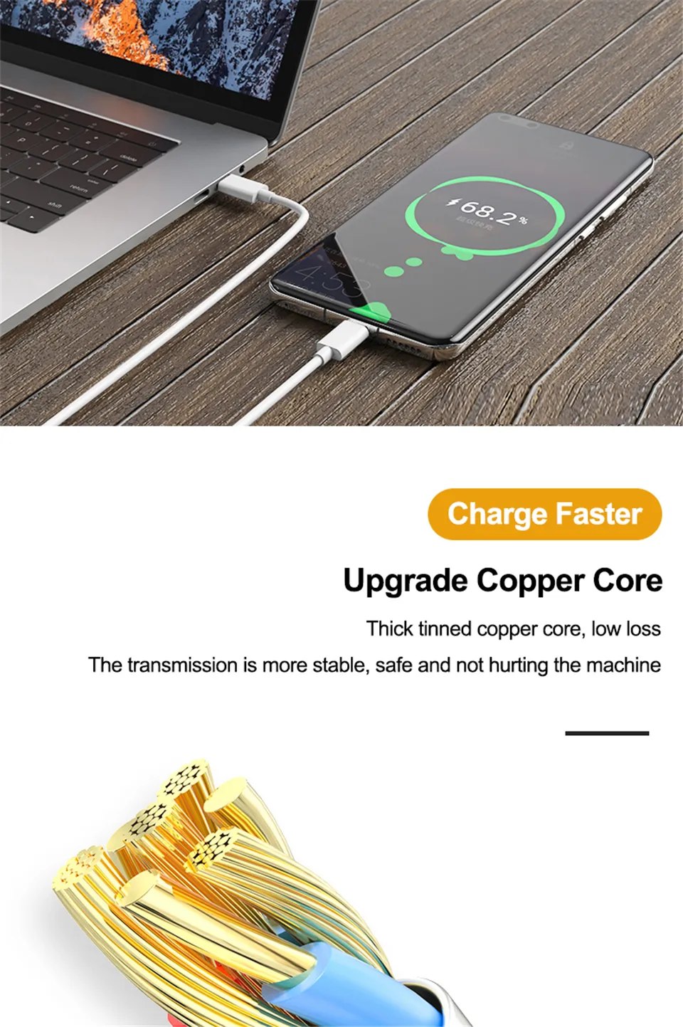 10A Type C Fast Charging Cable for Huawei Mate 40 50 Mobile Phone 120W USB C Charging Wire for Xiaomi Samsung Data Transfer Cord