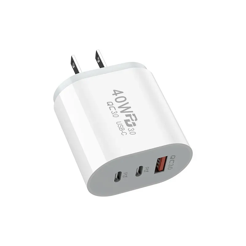 40W 3A 3 Ports Cell Phone Chargers Dual PD Type c Wall  Fast Charging Power Adapters For Samsung s20 s22 Utral Htc Xiaomi 