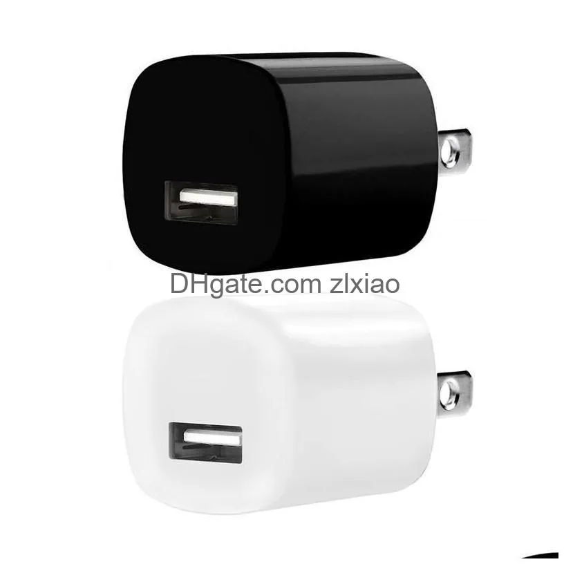 5v 1a us ac home travel wall  plug adapter for iphone samsung htc xiaomi android phone white black high quality phone chargers