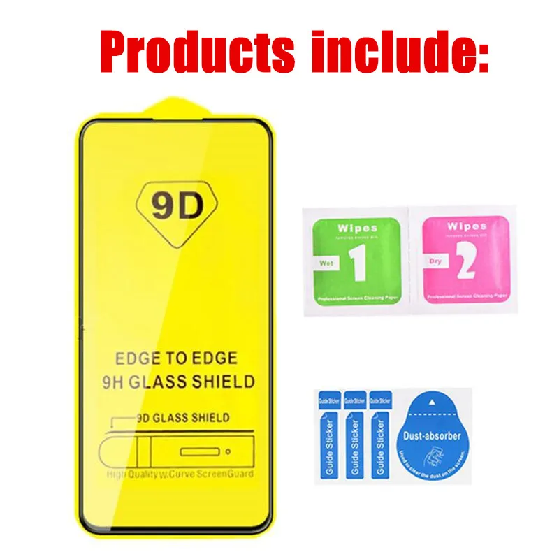 9D Full Cover Glue Phone Screen Protector Tempered Glass For iPhone 15 Pro Max Samsung Galaxy A04 A14 A24 A34 A54 A33 A53 A73 A21S A13 A10 A05 A15 A35 A55 S23 FE S22 Plus