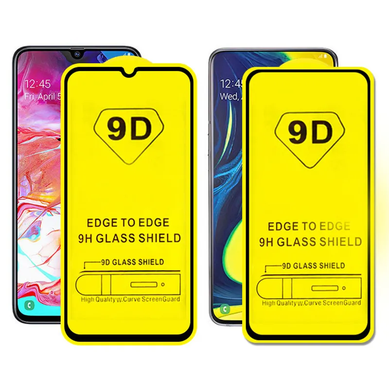 9D Full Cover Glue Phone Screen Protector Tempered Glass For iPhone 15 Pro Max Samsung Galaxy A04 A14 A24 A34 A54 A33 A53 A73 A21S A13 A10 A05 A15 A35 A55 S23 FE S22 Plus