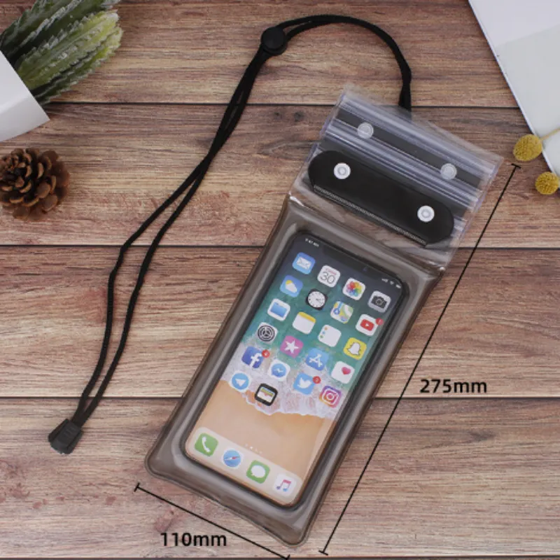 Mobile Phone Waterproof Bag With Touch Screen, Outdoor Swimming and Drifting Sealing,Fluorescent light With AirbagTransparent Waterproof Mobile Phone Bag #9K