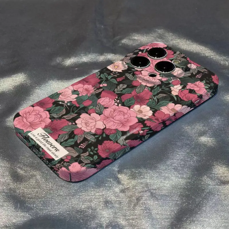 Phone Case 13 Pro Max 12 XR 15 promax Fashion Designer Women's and Men's C Print Cover Luxury Phone Case Protection CaseFull screen pink flowers 7000P