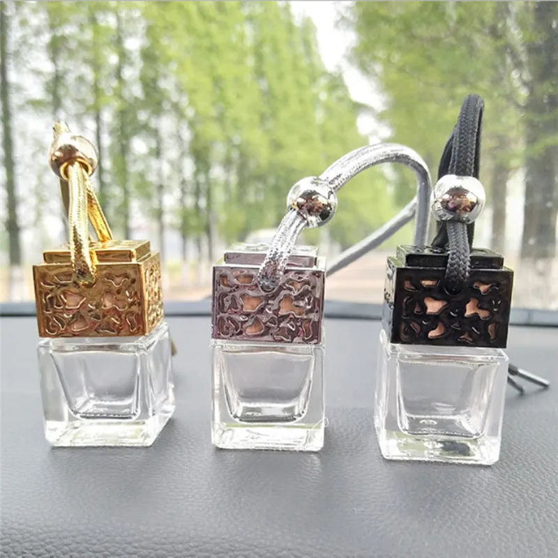 Car Clear Glass Empty Perfume Bottle Hanging Air Freshener Diffuser Fragrance Essential Oil Bottle Refillable Bottles 