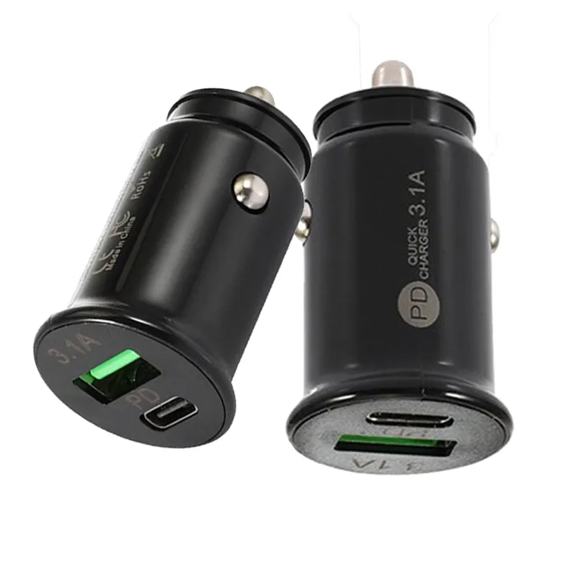 18W PD Fast Car Charger QC 3.0 Quick Chargers Type C USB Plug Mini Size Power Adaptor For Iphone 13 12 11 Samsung S20 S21 Fast charging Adaptors with Retail Box