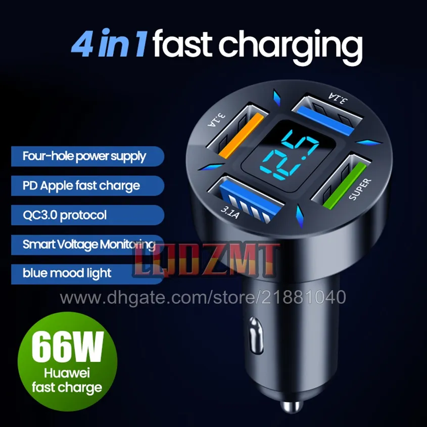 Car Charger Digital Phone Charger for iphone 12 13 pro max Xiaomi Huawei Fast Charge Charger Type C Mobile Phones usb charger Car-Charge Car-Charger Car Charging Quick