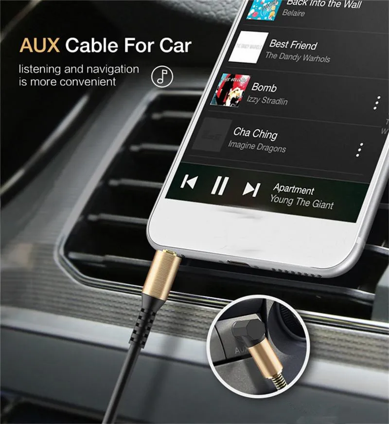 universal 3.5mm Audio Spring Cables 3.5 Jack Male Aux Cable for iphone speakers Headphone Mp3 Home Car Stereos with box