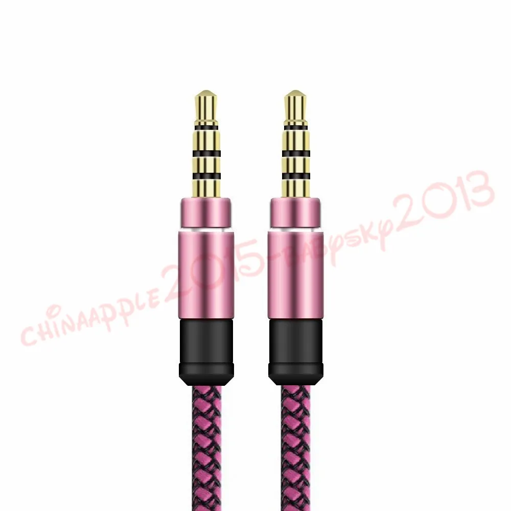 3.5mm Auxiliary Aux Audio Cable Unbroken Metal Fabric Braiede Male Stereo cord 1.5M 3M for iphone Samsung MP3 Speaker Tablet PC