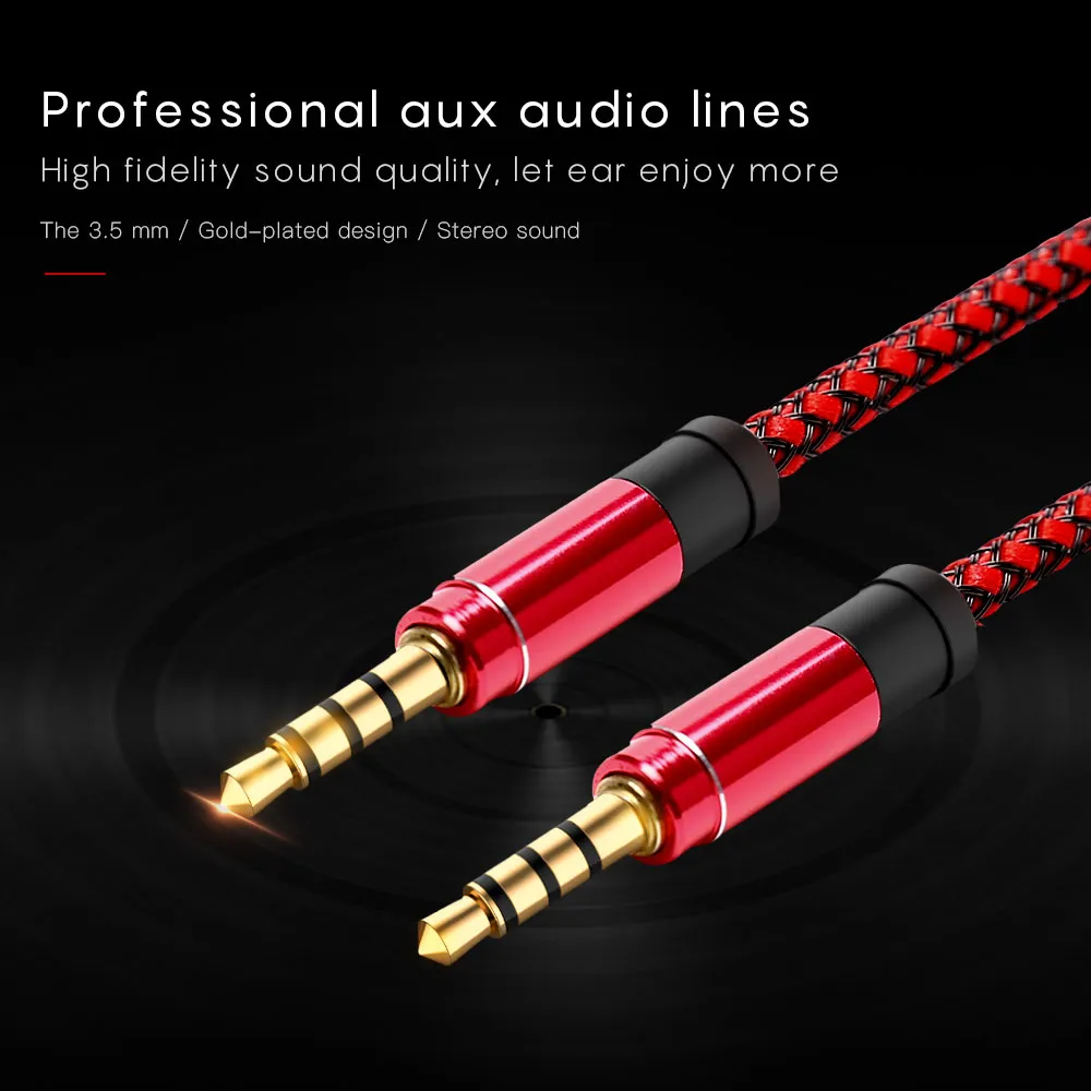 3.5mm Auxiliary AUX Extension Audio Cable Unbroken Metal Fabric Braieded Male Stereo cord 1.5M 3M for iphone x 8 7 6 MP3 Speaker Tablet PC