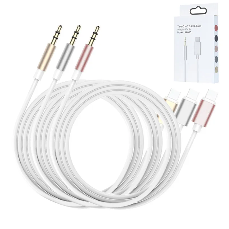 Type-C USB Cables Male To 3.5mm jack Earphone Car Stereo AUX audio Cable Cord Adapter For moblie phone with retial box