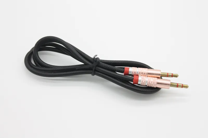 Dual Male AUX Audio Cable Cord 1m/3ft 3.5mm Gold-plated Plug TPE Embossed by DHL 100+