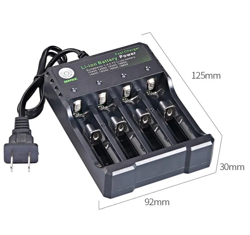 USB Li Ion Battery Charger With 3 4 Slot DC 5V Suitable For 3.7V Li-ion 10440 14500 16330 18650 26650 retail box