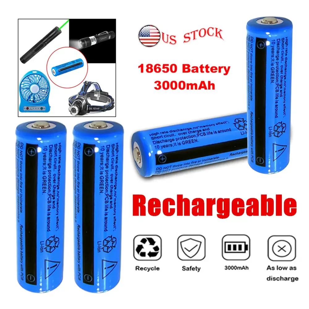 High Quality Rechargeable 18650 Battery 3000mAh 3.7V BRC Li-ion Battery for Flashlight Torch Laser Headlamp