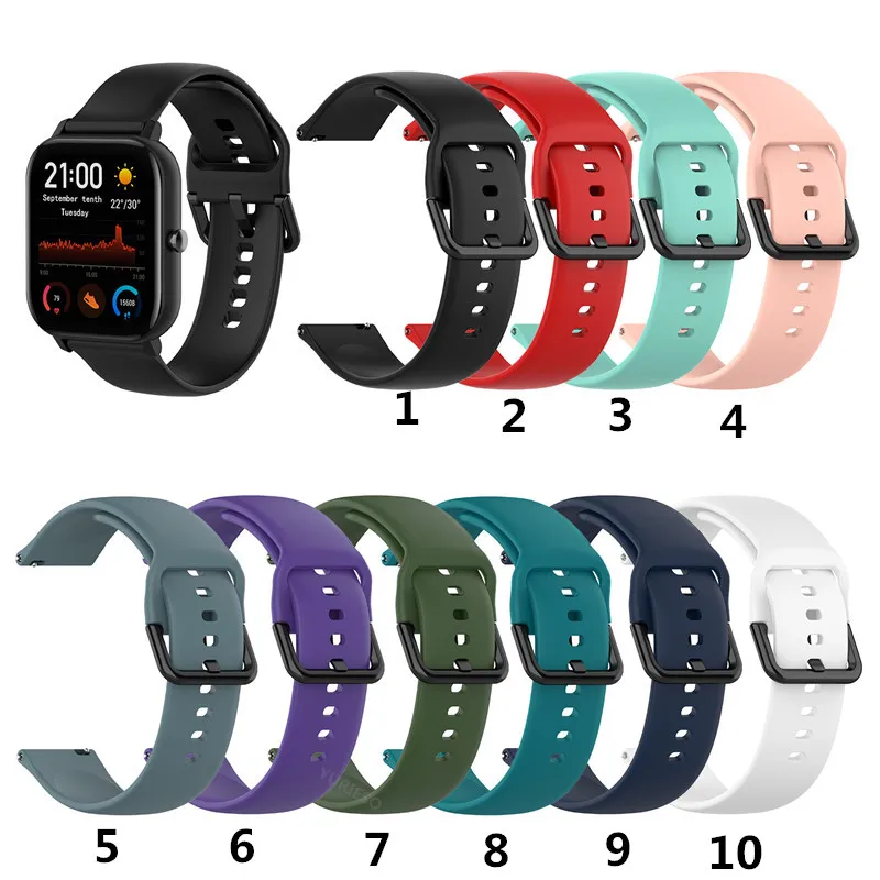 Sport Silicone Watchband Strap for Xiaomi Huami Amazfit GTS/GTR 42mm/ Bip Lite samsung S2 Gear Sport Smart Watch Strap Bracelet Band