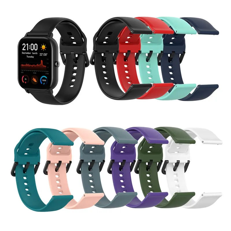 Sport Silicone Watchband Strap for Xiaomi Huami Amazfit GTS/GTR 42mm/ Bip Lite samsung S2 Gear Sport Smart Watch Strap Bracelet Band