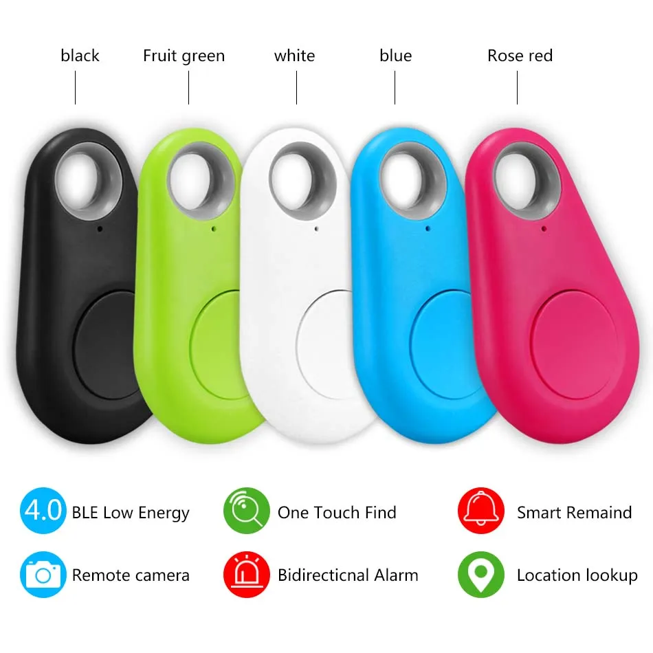 Mini GPS Tracker Bluetooth 4.0 Alarm iTag Key Finder Selfie Shutter Anti-lost Accessories Locator Tracer For Pet Dog Cat Kids in Retail Box