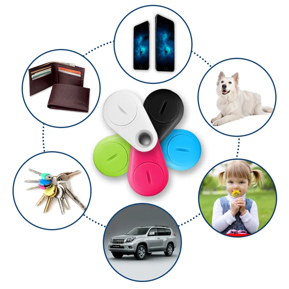 Mini GPS Tracker Bluetooth 4.0 Alarm iTag Key Finder Selfie Shutter Anti-lost Accessories Locator Tracer For Pet Dog Cat Kids in Retail Box