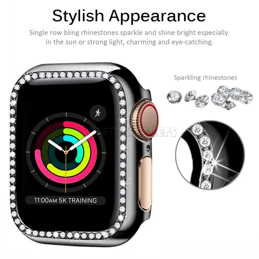 Tempered Glass Cover for Apple Watch Case 40mm 44mm 38MM 42MM 41mm 45mm 49mm Diamond Bumper Screen Protector For Iwatch Series 6/SE/5/4/3/2/1 New