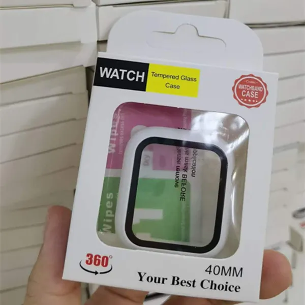 360 Full Screen Protector case iWatch 38mm 42 mm 40mm 44mm 41mm 45mm 49mm Bumper Frame PC Hard Cases With Tempered Glass Film For Watch 5/4/3/2/1 Cover