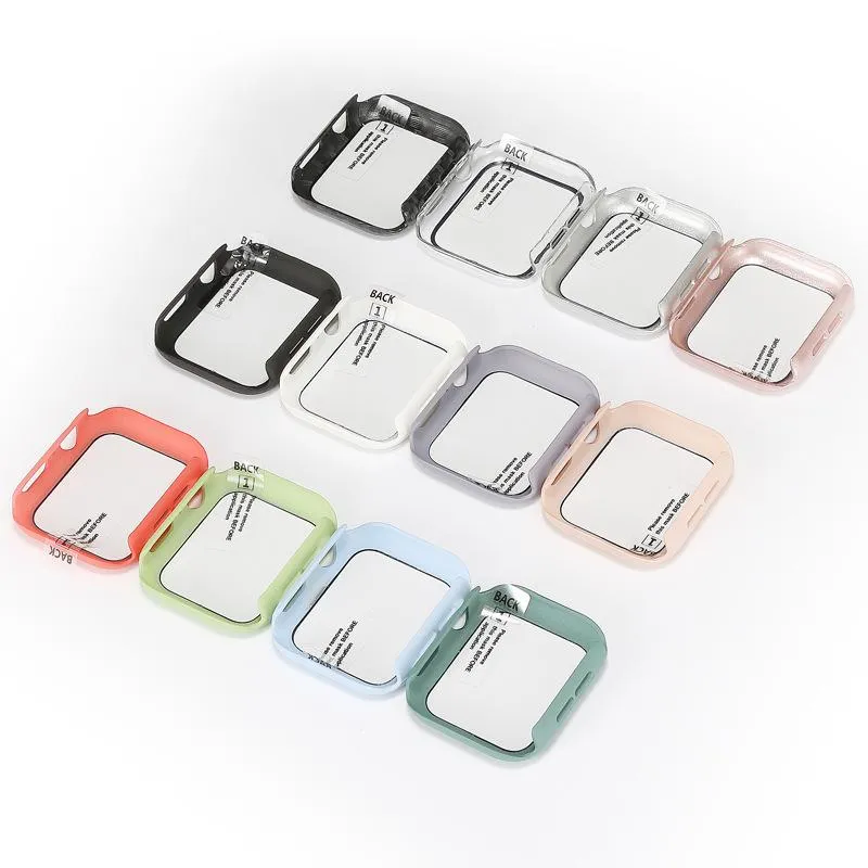 360 Full Screen Protector case iWatch 38mm 42 mm 40mm 44mm 41mm 45mm 49mm Bumper Frame PC Hard Cases With Tempered Glass Film For Watch 5/4/3/2/1 Cover