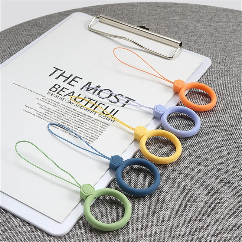 Soft Liquid Silicone Finger Ring Straps Rope Charms Anti-Lost Dust-Proof For Mobile Cell Phone Case Headphone Camera Keys U disk Keychain Hanging Fashion Holder